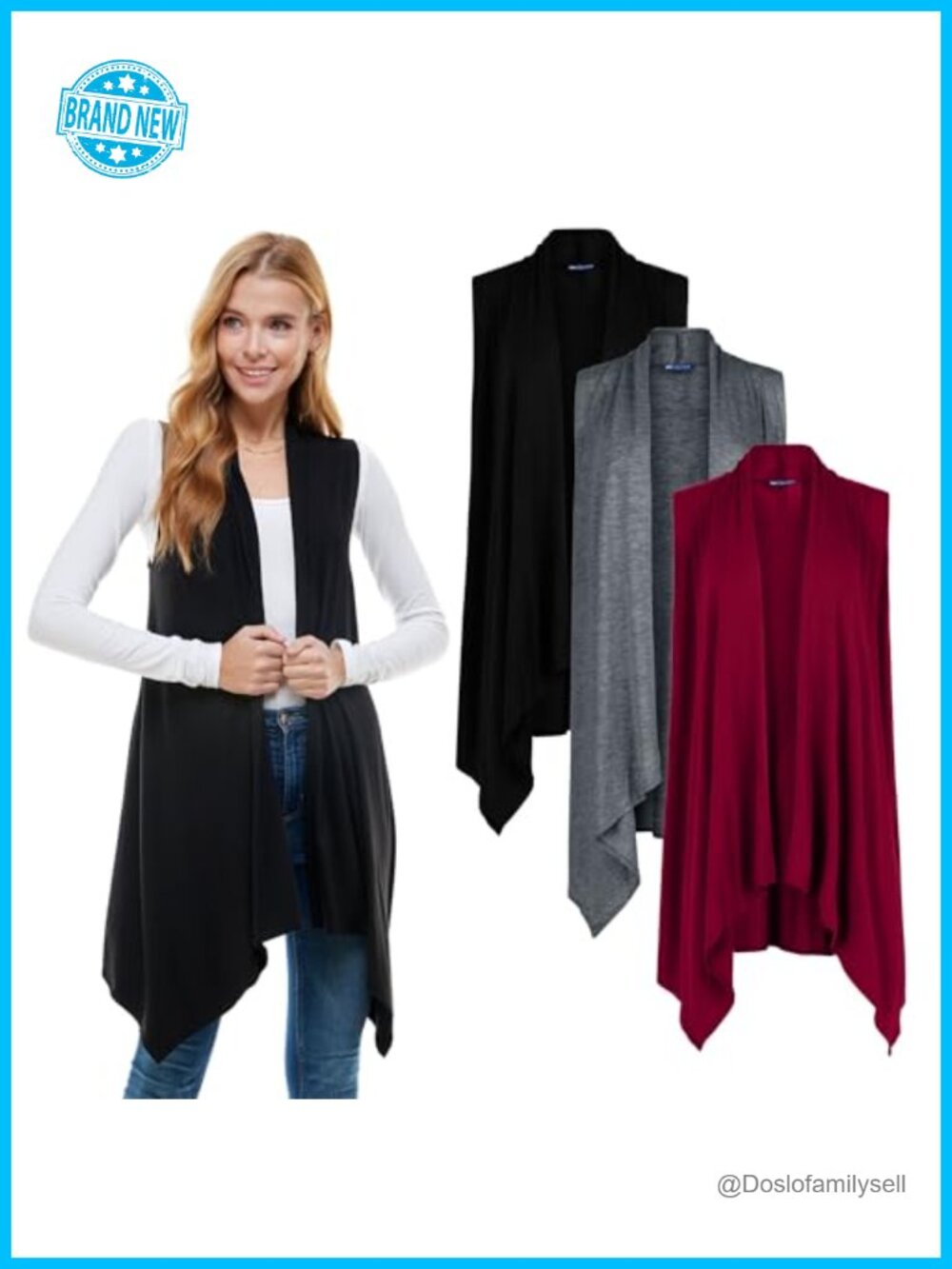 Sleeveless Cardigan Women Soft Lightweight Duster Open Front Long Vest
